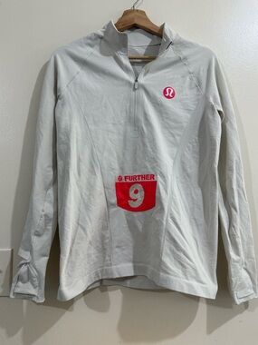lululemon athletica Cream Half-Zip Pullover with Pink Logo and Red Graphic